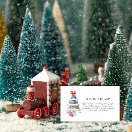 Cartão De Informações Winter Bow Christmas Tree Books For Baby Shower