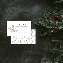 Cartão De Informações Winter Bunny Ice Skate Diaper Raffle Baby Shower