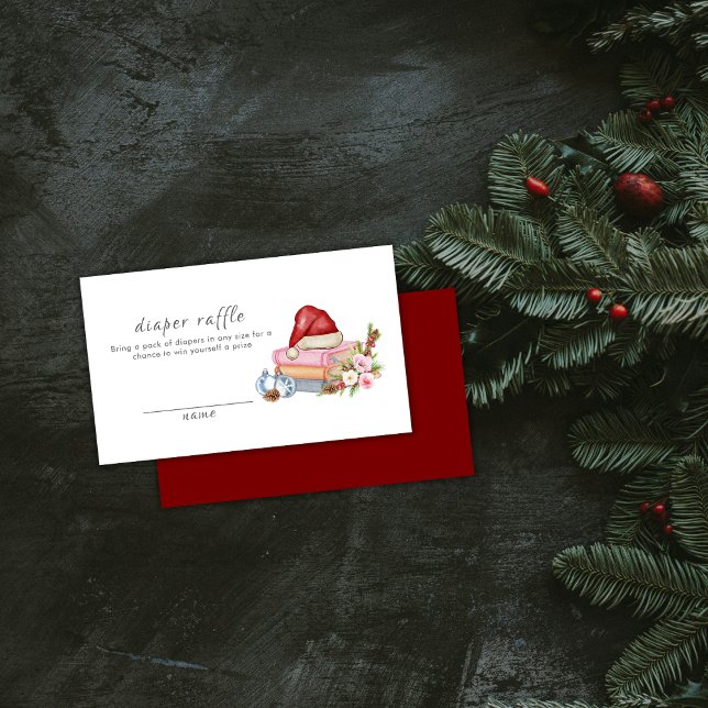 Cartão De Informações Winter Floral Books Diaper Raffle Baby Shower  (Winter Floral Books Diaper Raffle Baby Shower Enclosure Card)