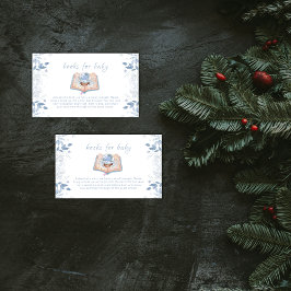 Cartão De Informações Winter Floral Snowball Books For Baby Shower 
