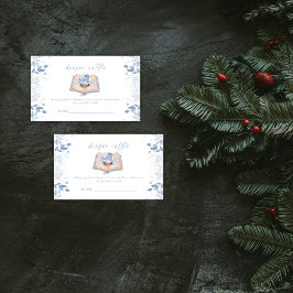 Cartão De Informações Winter Floral Snowball Diaper Raffle Baby Shower 