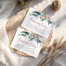 Winter Greenery Books For Baby Shower Card
