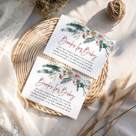 Cartão De Informações Winter Greenery Books For Baby Shower Card
