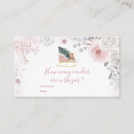 Cartão De Informações Winter Pink Snowflake Sleigh How Many Candies