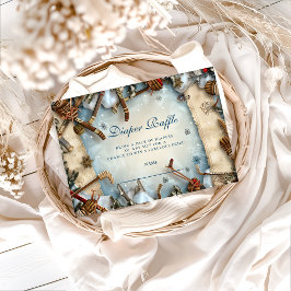 Cartão De Informações Winter Sports Baby Shower Diapper Raffle