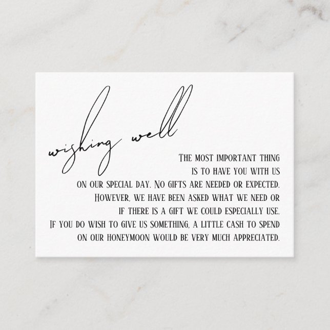 Cartão De Informações Wishing Bem Moderno Escrita Manual Slim Branco (Frente)