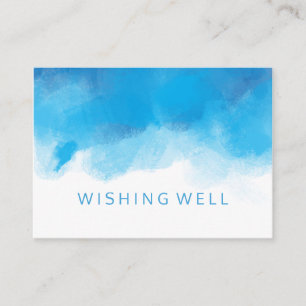 Cartão De Informações Wishing well Summer Wedding Blue Watercolor
