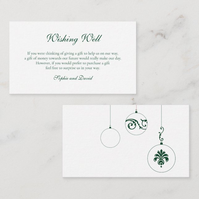 Cartão De Informações Wishing Wishing de Natal Verde de inverno (Frente/Verso)