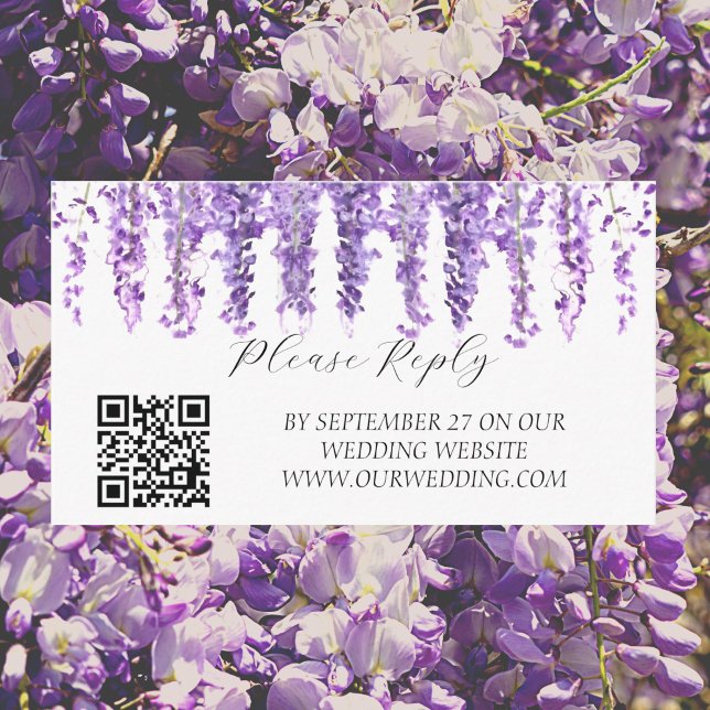 Cartão De Informações Wisteria Purple Flowers Floral Elegante Casamento (Criador carregado)