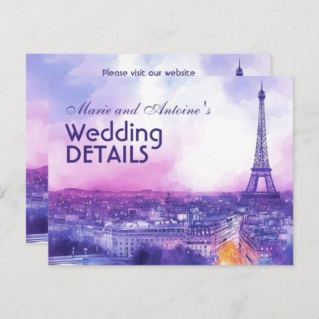 Cartão De Informações With QR code wedding details (Frente/Verso)