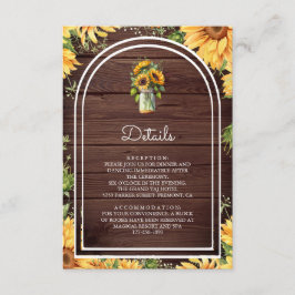 Cartão De Informações Wood Sunflowers Mason Jar Arch Wedding Details