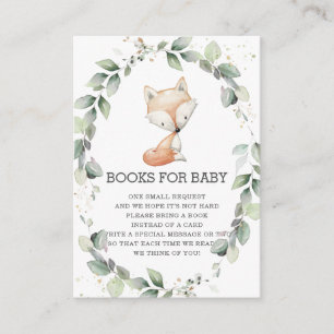 Cartão De Informações Woodland Animal Fox Greenery Wreath Books para Beb
