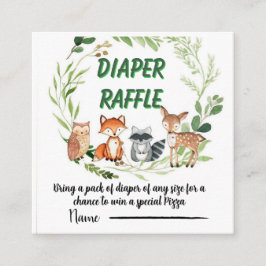 Cartão De Informações Woodland animals greenery diaper raffle