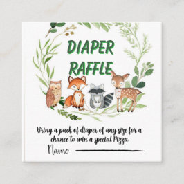 Cartão De Informações Woodland animals greenery diaper raffle