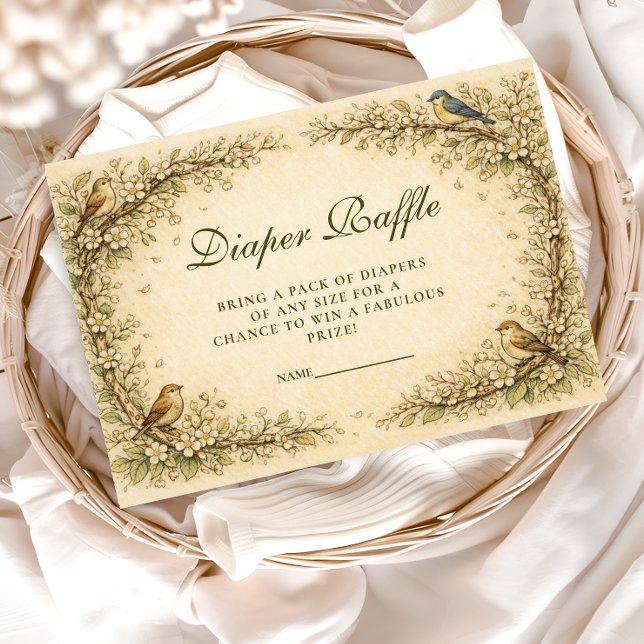 Cartão De Informações Woodland Birds Storybook Diapper Raffle (Criador carregado)