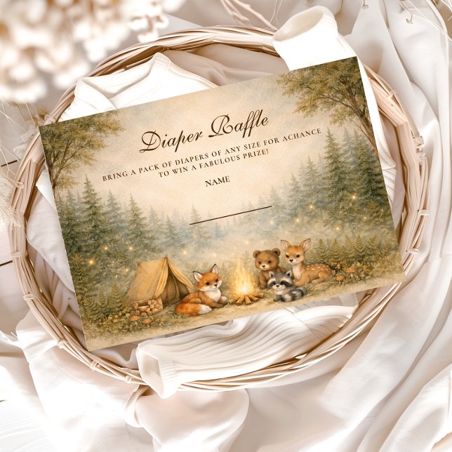 Cartão De Informações Woodland Campfire Diapper Raffle (Criador carregado)
