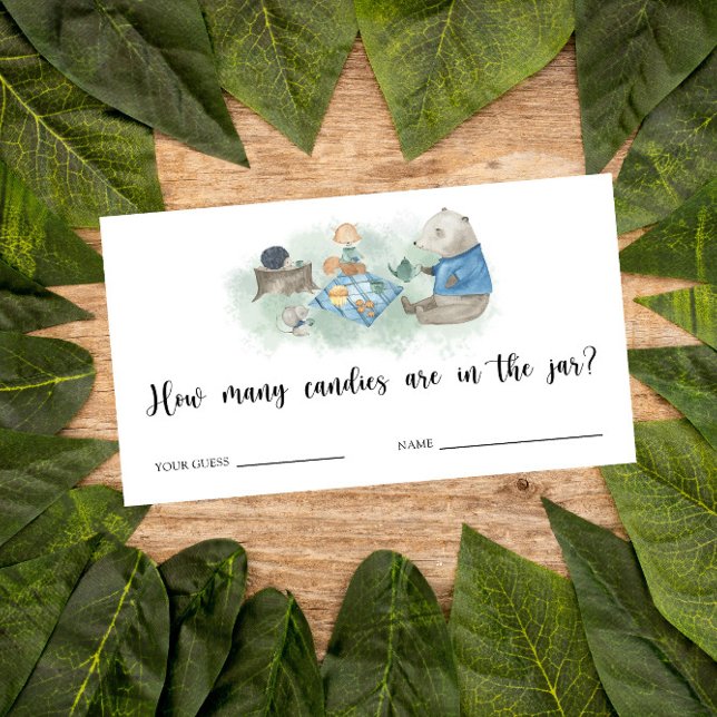 Cartão De Informações Woodland - chá de fraldas adivinha quantos doces (Criador carregado)