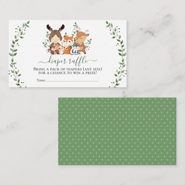 Cartão De Informações Woodland Chic Greenery Floresta Fralda Animal Raff (Frente/Verso)