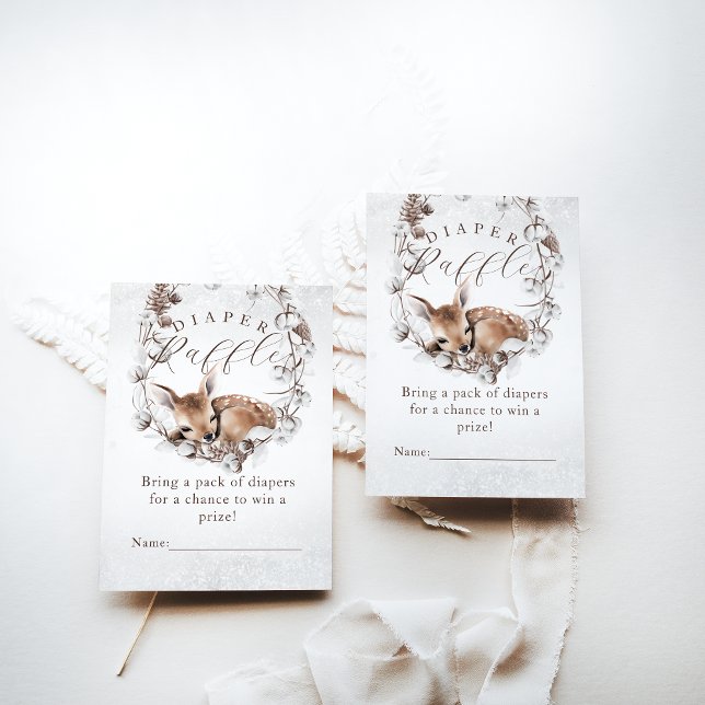 Cartão De Informações Woodland Deer Winter Fralda Raffle Chá de fraldas (Criador carregado)