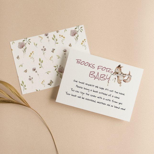 Cartão De Informações Woodland Girl Forest Squirrel Baby Book Request    (Criador carregado)