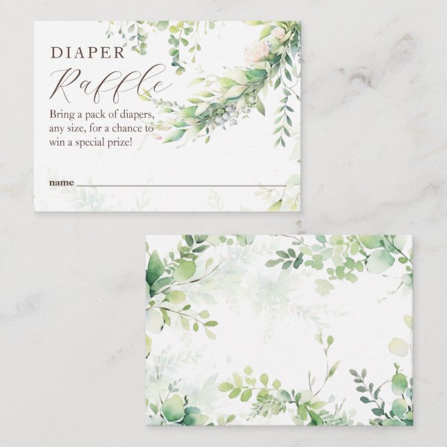 Cartão De Informações Woodland Greenery Baby Boy Livros de Chá (Frente/Verso)