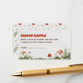 Cartão De Informações Woodland Mushroom Fralda Chá de fraldas Raffle