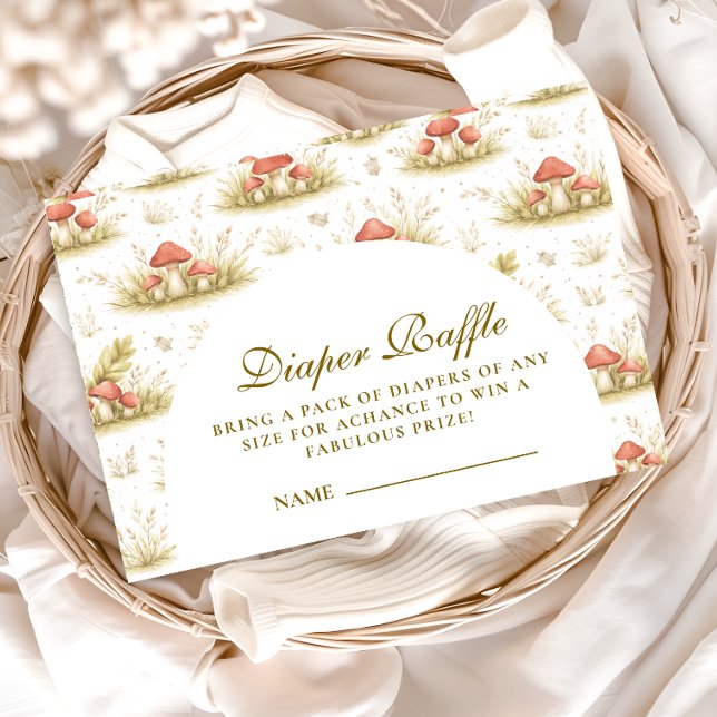 Cartão De Informações Woodland Mushroom Storybook  Diapper Raffle (Criador carregado)