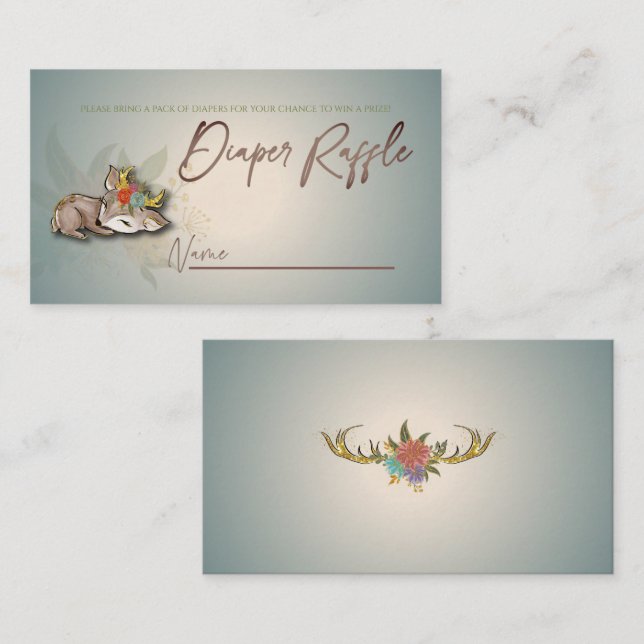 Cartão De Informações Woodland Oh Baby Deer Animal Fralda Raffle (Frente/Verso)