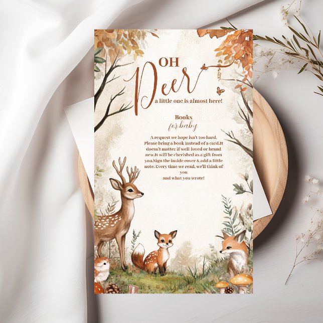 Cartão De Informações Woodland Oh Deer Theme Books para Bebê (Criador carregado)