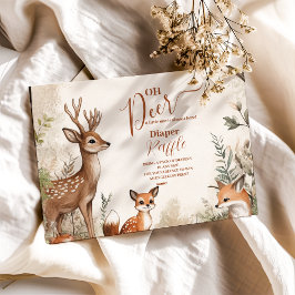 Cartão De Informações Woodland Oh Deer Theme Diapper Raffle