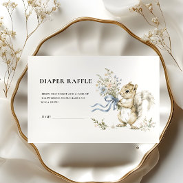 Cartão De Informações Woodland Squirrel Diaper Raffle Baby Shower Card