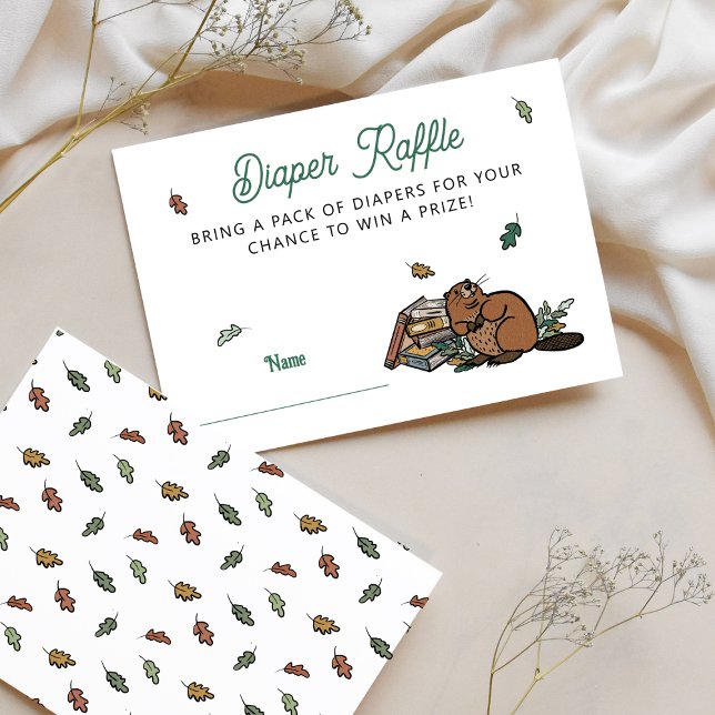 Cartão De Informações Woodland Storybook Chá de fraldas Fralda Raffle (Cute Woodland Storybook Diaper Raffle Enclosure Card)