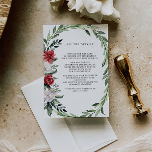 Cartão De Informações Wreath Natal Informações sobre o casamento de