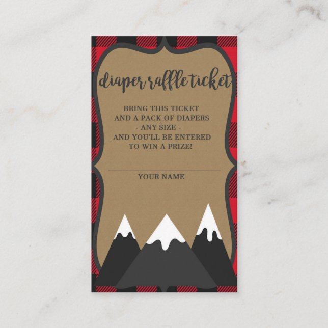 Cartão De Informações Xadrez Buffalo Lumberjack Fralda Raffle (Frente)