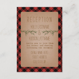 Cartão De Informações Xadrez Evergreen Recepção de casamento de entrada