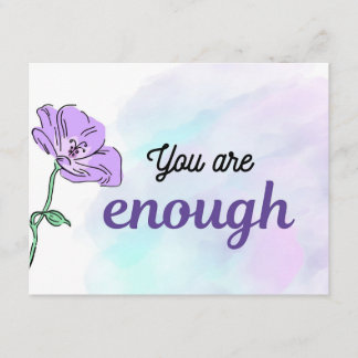 Cartão De Informações You Are Enough Purple Floral | Self Love Gift