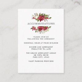 Cartão De Informações Yuletide | Alojamento do Hotel Poinsettia WEDDING