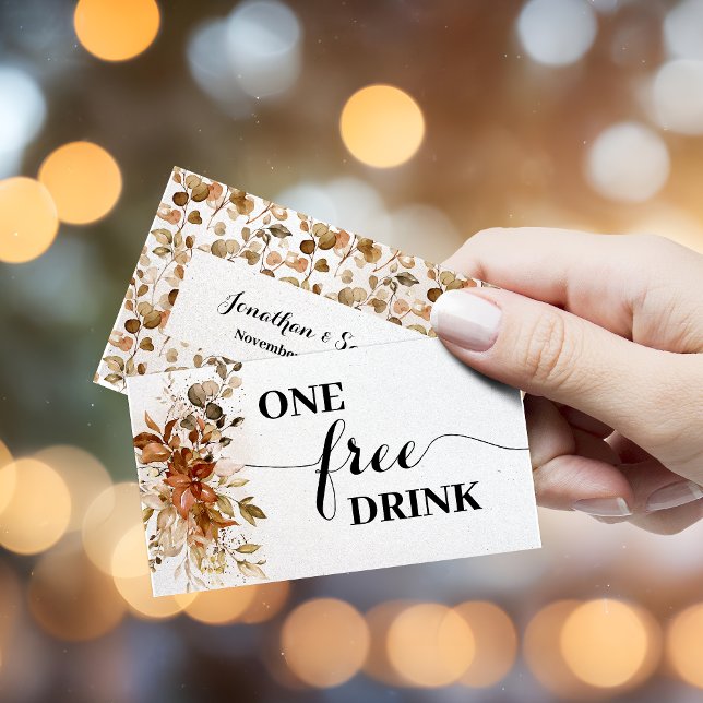 Cartão de Ingresso para Bebida Grátis no Casamento (Criador carregado)