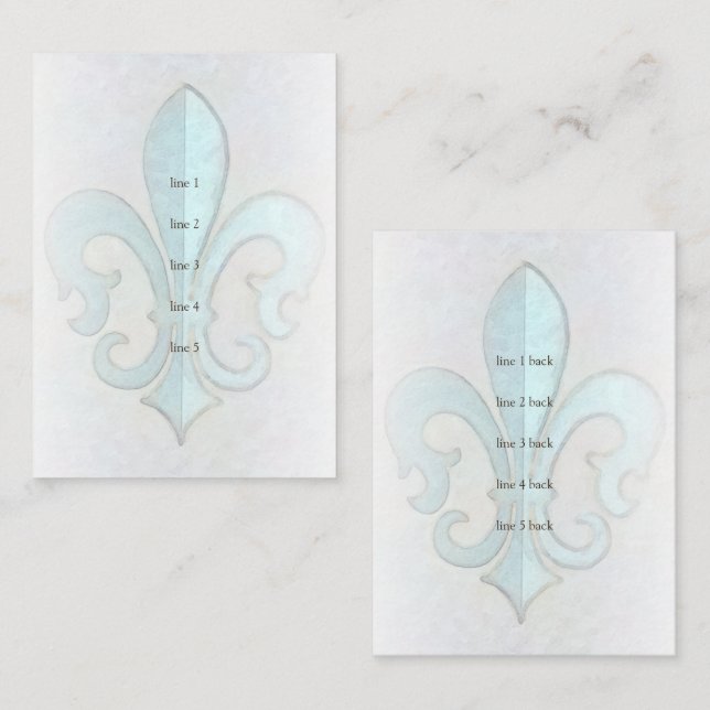 Cartão de Inserção Aqua Fleur de Lis (Frente/Verso)