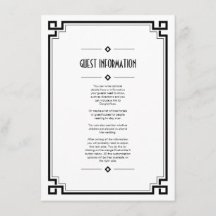 Cartão de Inserção de Casamento Branco Deco de Art