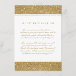 Cartão de Inserção de Casamento com Glitter Dourad