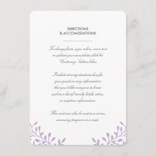 Cartão de Inserção de Casamento do Jardim Secreto 