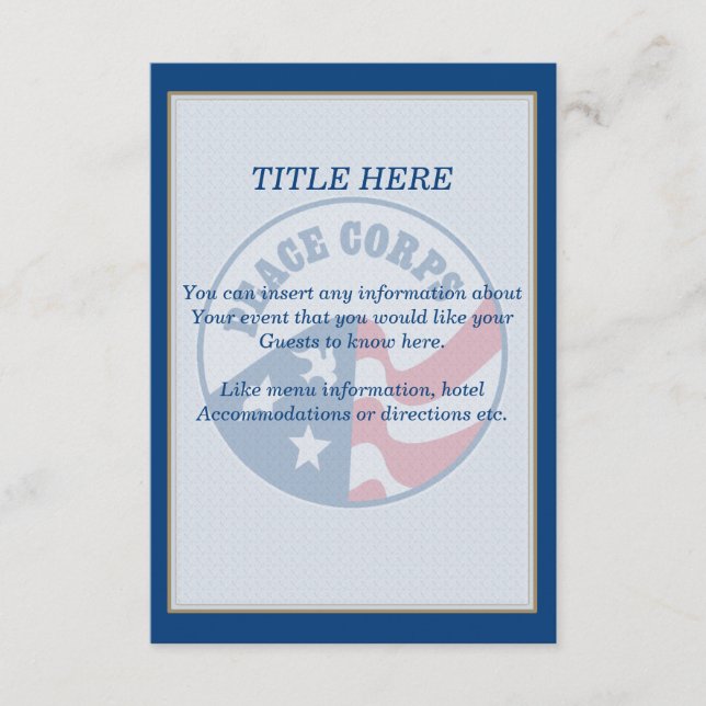 Cartão de Inserção de Casamento do Peace Corps (Frente)