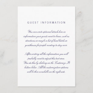 Cartão de Inserção de Casamento Elegante Branco