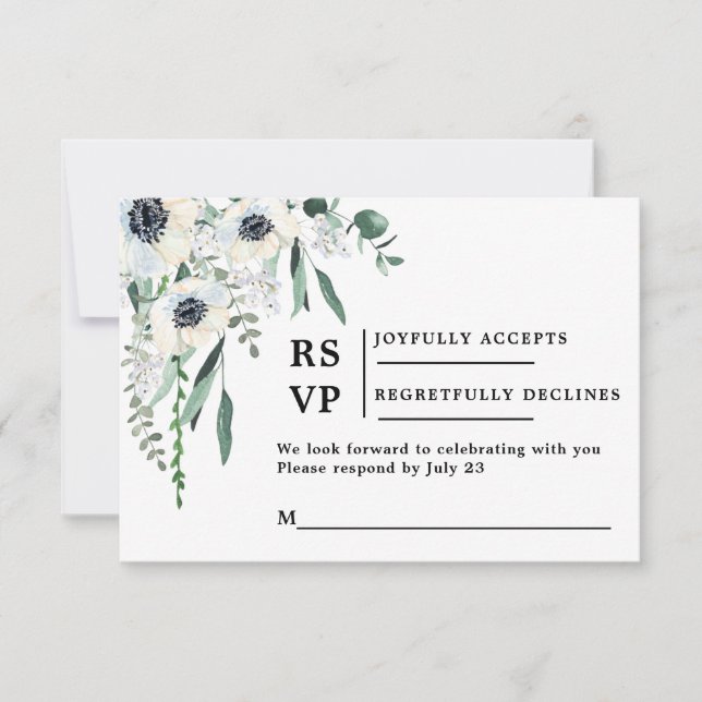 Cartão de inserção de casamento RSVP Anemone (Frente)