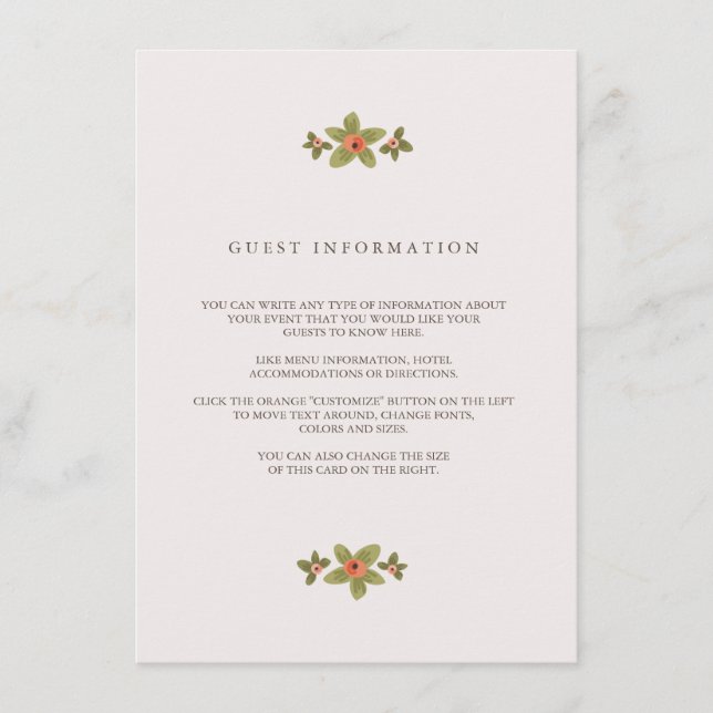 Cartão de Inserção de Casamento Spring Buds (Frente)