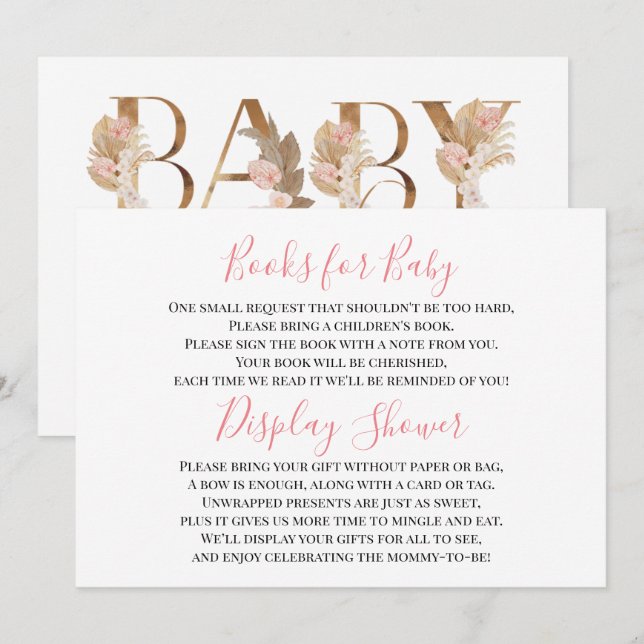 Cartão de Inserção de Chá para Menina Castanho Ros (Frente/Verso)