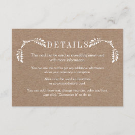 Cartão de inserção de detalhes de casamento de pap