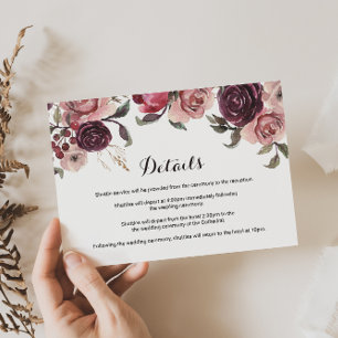 Cartão de Inserção de Detalhes do Casamento da 