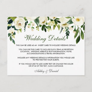 Cartão de Inserção de Detalhes do Casamento Verde